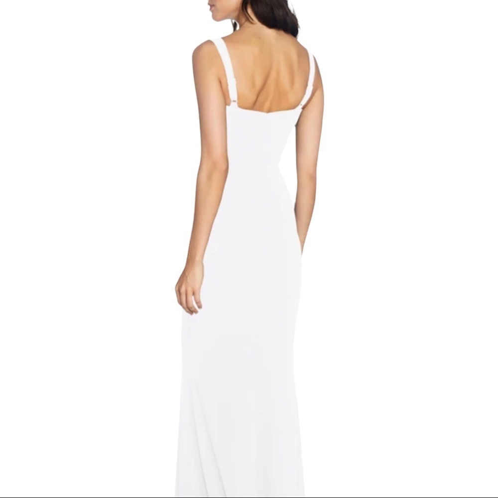 Dress The Population Estella Dress Gown Leg Slit White Size Medium Wedding - Picture 3 of 12